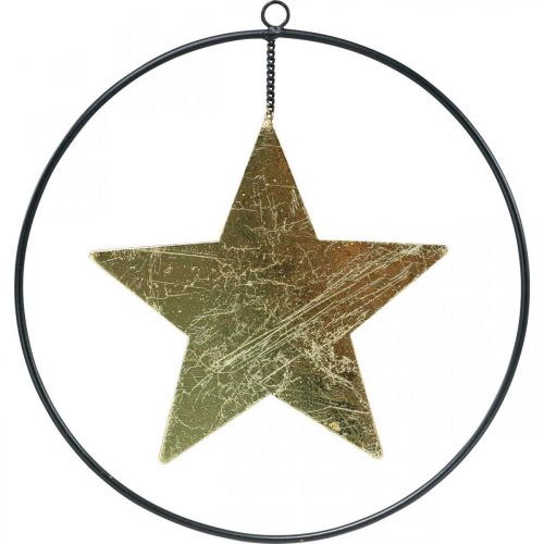 Artikel Julepynt stjernevedhæng guld sort 12,5cm 3stk