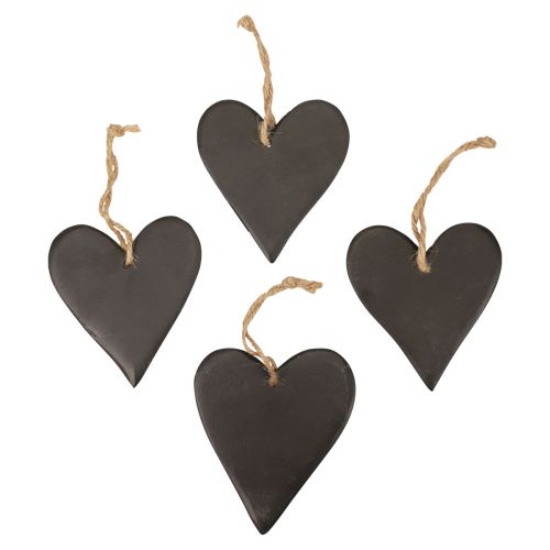 Artikel Hængende dekoration skiferhjerte dekorative hjerter sort 10,5cm 4stk
