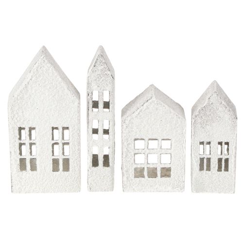 Artikel Miniaturehuse til indretning og stemning, meget dekorative, tidløst design til hjemmet, 14 cm, 4 stk.