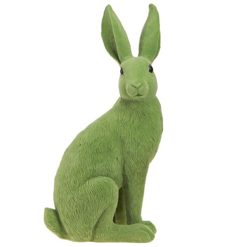 Bunny Green Siddende Påskehare Dekoration Flocked 16×13×35cm