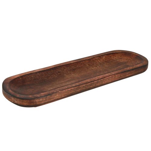 Floristik24 Oval træbakke mørkebrun glaseret dekorationsbakke 40×12cm