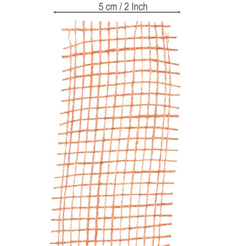 Artikel Jutebånd, rød-orange, netbånd, jute, økologisk, terrakotta, 5 cm bredt, 40 m langt