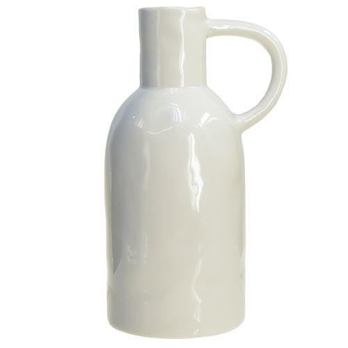 Artikel Keramikvase hvid til tør dekorationsvase med hank Ø9cm H21cm