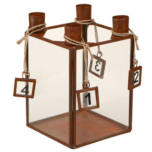 Floristik24 Lysestage Advent til udfyldning af rustmetal 10×10×15,5cm