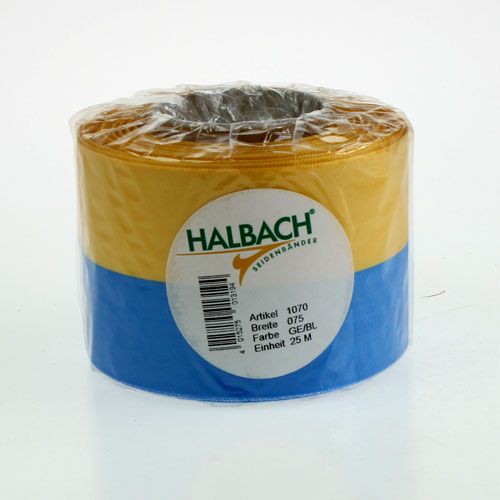 Floristik24 Kransbånd moiré blå-gul 75 mm