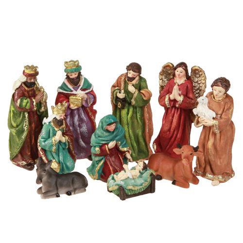 Nativity figurer sæt håndmalet polyresin 5,5-12cm 10stk