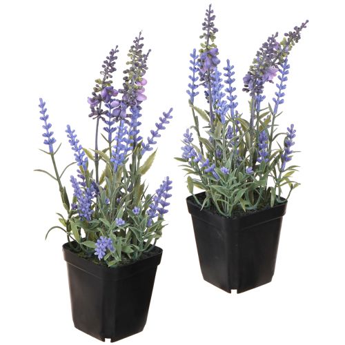 Kunstig lavendel i potteblomstrende kunstige planter 25cm 2stk