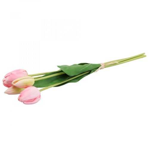 Artikel Kunstige blomster tulipan pink, forårsblomst 48cm bundt af 5