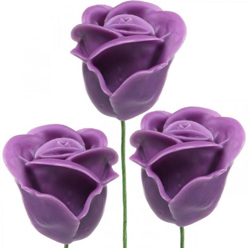 Artikel Kunstige roser violet voks roser deco roser voks Ø6cm 18p