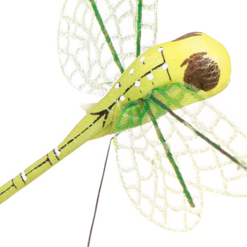 Artikel Dragonfly dekoration på tråd sommer gul lilla 8x8cm 12 stk