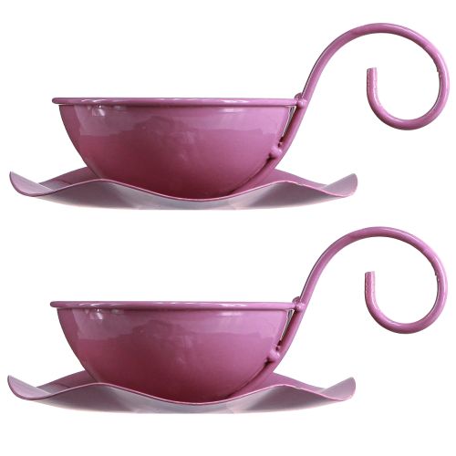 Artikel Metal dekorativ kop med underkop pink H8cm Ø11,5cm 2stk