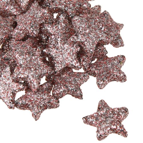 Floristik24 Mini spredt dekoration stjerner dekoration glimmer pink 1,5cm 144 stk