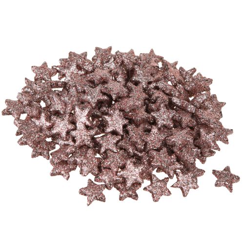 Artikel Mini spredt dekoration stjerner dekoration glimmer pink 1,5cm 144 stk