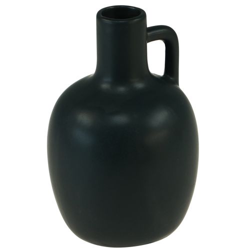 Artikel Mini keramik vase mat sort med hank Ø9cm H14,5cm