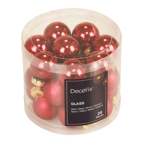Artikel Mini julekugler røde matte/blanke Ø2,5 cm 22 stk.
