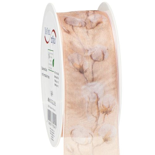 Artikel Organzabånd bomuldsblomster dekorativt bånd lyserødt 40mm 15m