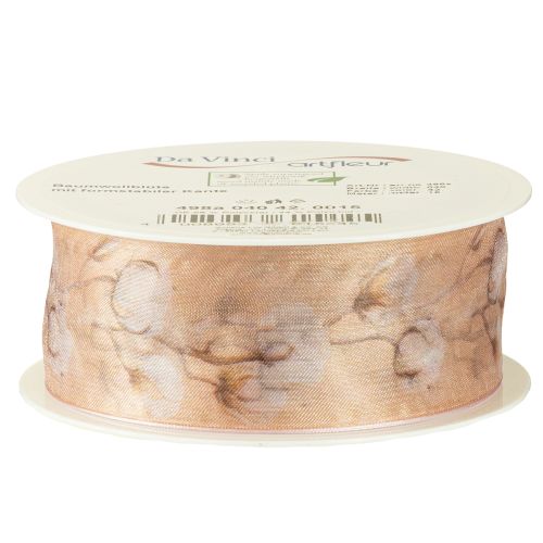 Artikel Organzabånd bomuldsblomster dekorativt bånd lyserødt 40mm 15m