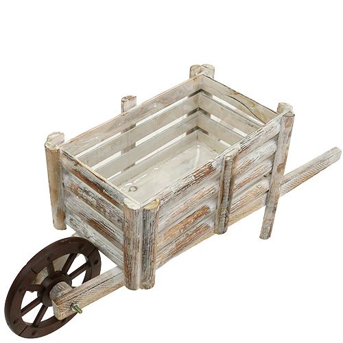 Floristik24 Planter trillebør hvid 58cm x 22cm x 20cm