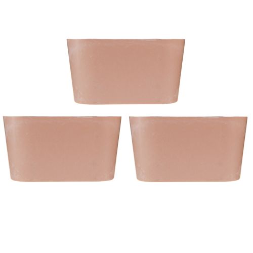 Artikel Planteskål oval pynteskål plast lyserød brun 20×10×11cm 3stk