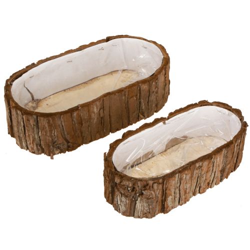 Floristik24 Planteskål oval naturlig bark 30,5×15cm / 24×11cm sæt med 2 stk.