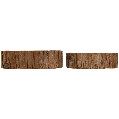 Artikel Planteskål oval naturlig bark 30,5×15cm / 24×11cm sæt med 2 stk.