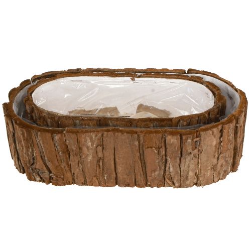 Artikel Planteskål oval naturlig bark 30,5×15cm / 24×11cm sæt med 2 stk.