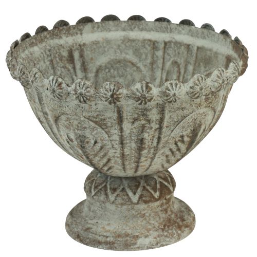 Floristik24 Kop vase metal dekorativ kop brun hvid Ø15cm H12,5cm