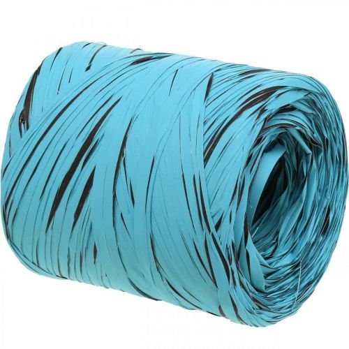 Artikel Dekorativt bånd lavet af plastik, raffia, flerfarvet gavebånd blå-brun L200m