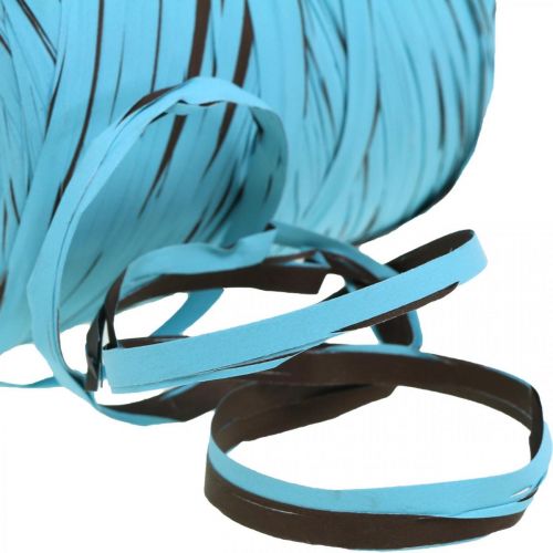 Artikel Dekorativt bånd lavet af plastik, raffia, flerfarvet gavebånd blå-brun L200m
