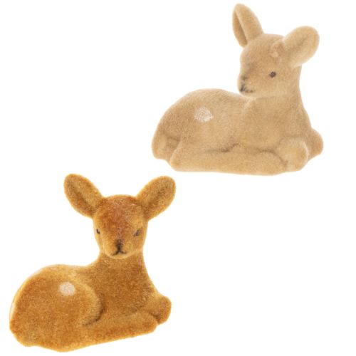 Artikel Dekorativ liggende rådyrfigur til borddekoration, 8 cm, 6 stk.