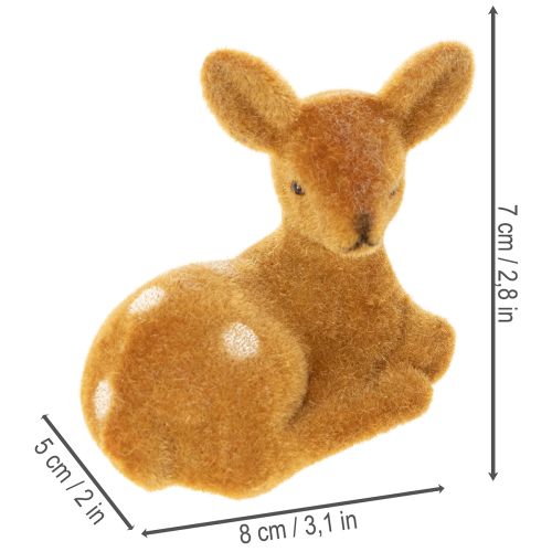 Artikel Dekorativ liggende rådyrfigur til borddekoration, 8 cm, 6 stk.
