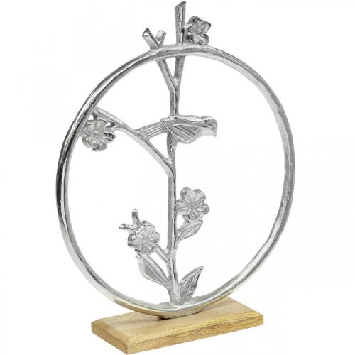 Borddekorationsfjeder, dekorativ ring fugl deco sølv H32,5cm