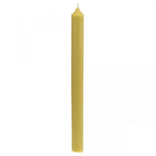 Rustikke stearinlys høje pindelys ensfarvet gul 350/28 mm 4 stk.