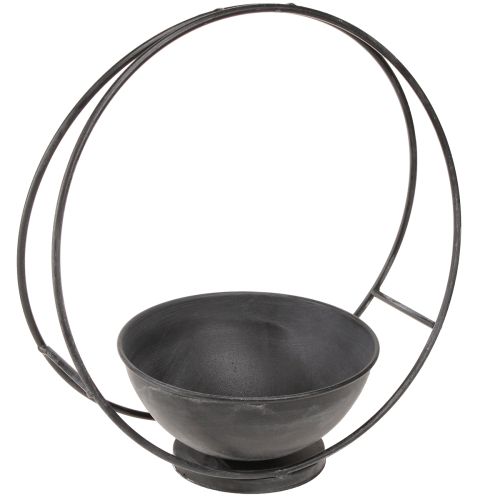 Skål med fod dekorativ ring metal antracit H29cm 2stk