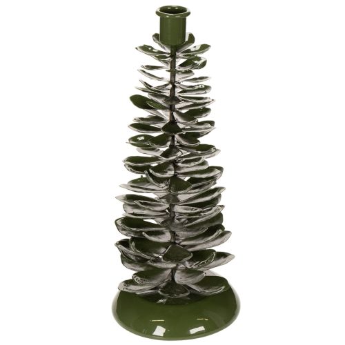 Artikel Lysestage juletræ grøn metaldekoration 28cm