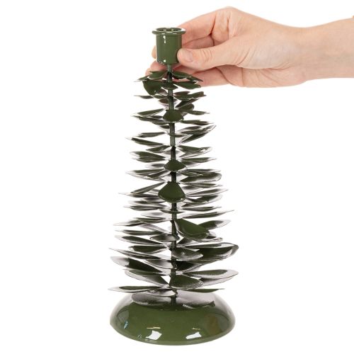 Artikel Lysestage juletræ grøn metaldekoration 28cm