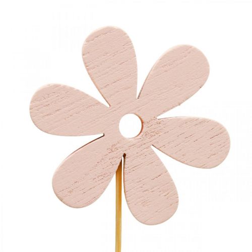 Artikel Blomsterprop træ dekorationsstik blomst farvet 6,5cm 12stk