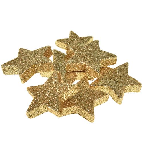 Artikel Scatter stars lys guld glimmer 4-5cm 40stk