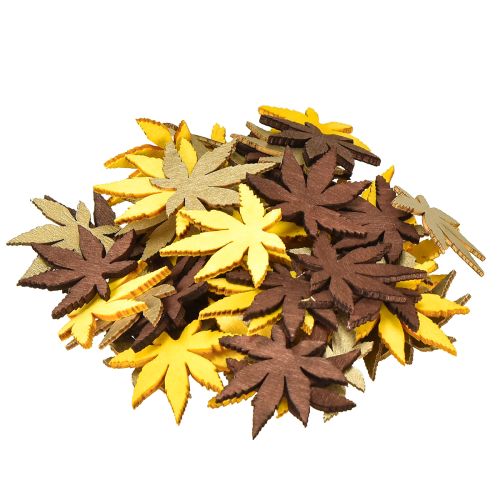 Artikel Scatter dekorationsblade gul, brun, platin assorteret 4cm 72 stk