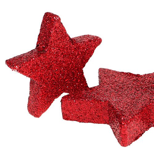 Artikel Scatter dekoration stjerner rød, glimmer 4-5cm 40stk
