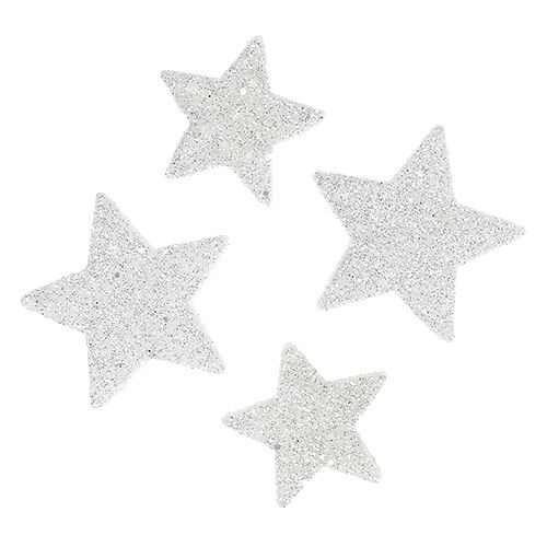 Floristik24 Scatter dekoration stjerner hvid med glimmer 4-5cm 40stk