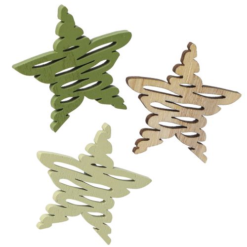 Floristik24 Scatter pieces stjerner natur grøn juletræ Ø4cm 72 stk