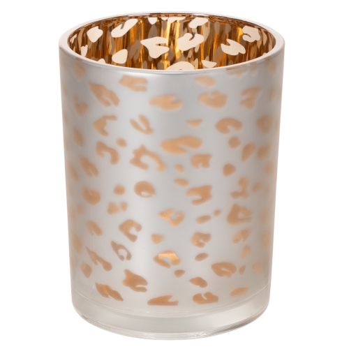 Artikel Glas fyrfadsstage med leopardprint, 12 cm