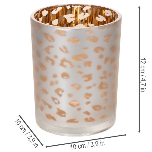 Artikel Glas fyrfadsstage med leopardprint, 12 cm