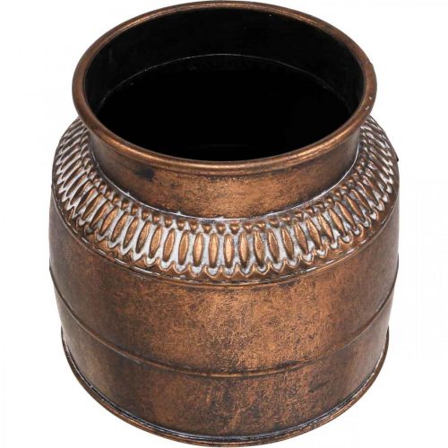 Floristik24 Plantekasse stor metal kobber relief dekorativ plantekasse Ø22cm H21cm