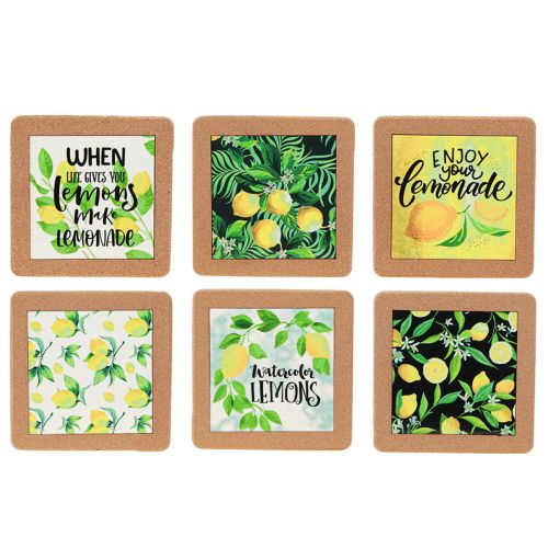 Floristik24 Coasters Citron Dækkeservietter Sommer Assorteret 19,5×19,5cm 6stk