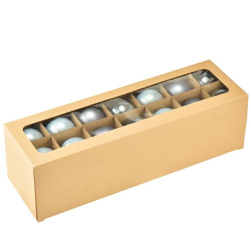 Artikel Dekorative julekugler i glas, blågrå, matte/blanke, 5 cm, 24 stk.