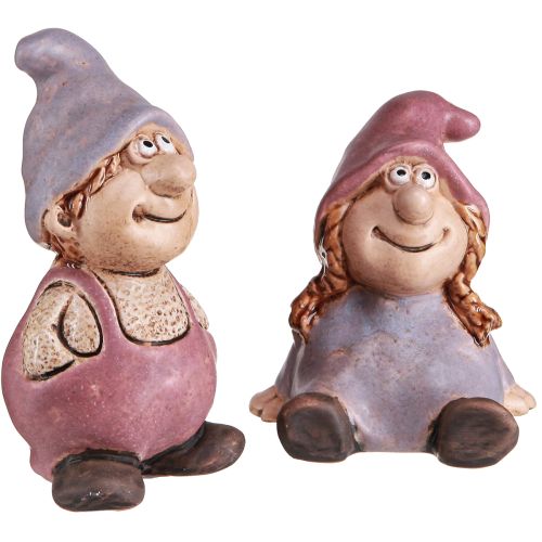 Gnome Spring Dreng Pige Par Lilla Pink H10/14cm 2 stk