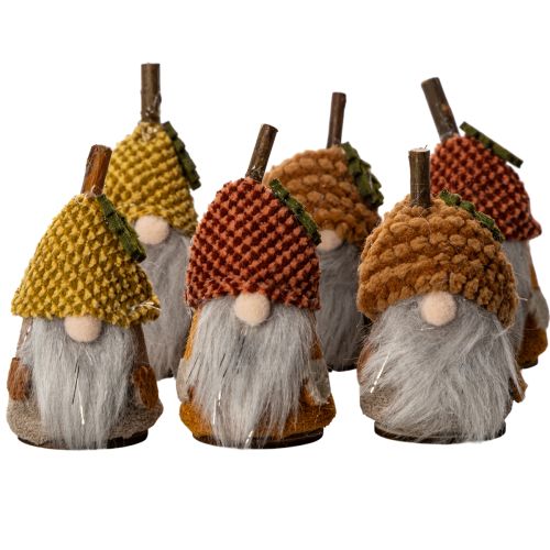 Artikel Gnome-figursæt med strikket hue og agern, 10 cm, 6 dele