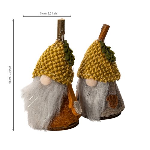 Artikel Gnome-figursæt med strikket hue og agern, 10 cm, 6 dele